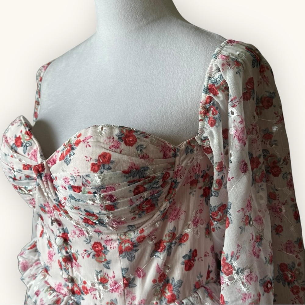 ALAMOUR The Label Evalyn Floral Maxi Dress Pink Fairycore Formal XL - Picture 3 of 12